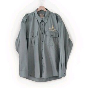 Cabela's Shirt Men XL Military Green Safari Series LS Buttons Pockets Cotton